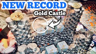 NEW RECORD GOLD CASTLE Inside The High Limit Coin Pusher Jackpot WON MONEY ASMR [upl. by Aloiv419]