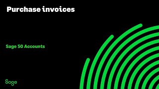 Sage 50 Accounts UK  Purchase Invoices [upl. by Peggir]