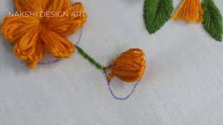 Hand Embroidery 3D flower design by nakshi design art [upl. by Gaal]