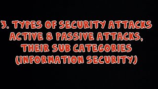 3 Types Of Security Attacks Active amp Passive Attacks and their Types Information Security [upl. by Niroht394]