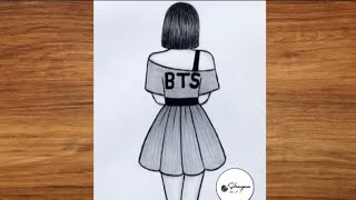 Bts girl drawing  bts drawing  pencil sketching for beginners [upl. by Aliac]