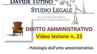 Diritto Amministrativo Video lezione n22  Patologia dell’atto amministrativo [upl. by Delphine488]