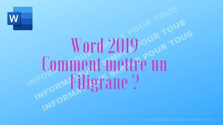 Comment mettre un filigrane en word [upl. by Luiza334]