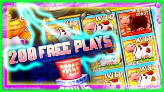 MOOLAH BONUS 200 GAMES Invaders Return From the Planet Moolah 1c WMS CASINO SLOTS [upl. by Algy]