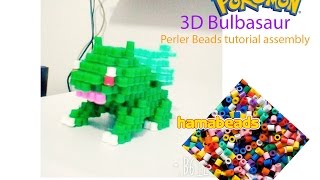 3D perler hama beads beadsprite Bulbasaur Pokemon tutorial assembly [upl. by Fernald30]