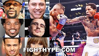 CELEBRITIES REACT TO GERVONTA DAVIS BEATING ISAAC CRUZ MAYWEATHER DE LA HOYA GARCIA PORTER MORE [upl. by Amaryl164]