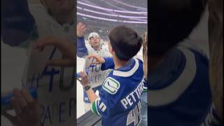 Canucks Vs Kings  I got a puck from Jake DeBrusk canucks nhlnews nhlnetwork jakedebrusk [upl. by Ogirdor369]