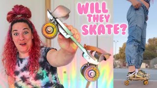 I tried my grandmas VINTAGE ROLLER SKATES 🙈 [upl. by Kcirevam]