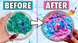 Fixing My WEIRDEST SLIMES 😱😳  Slime Makeover How to Make Slime DIY [upl. by Halyak]