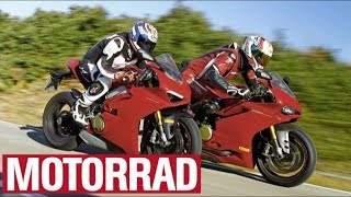 Superbikes 2018 Ducati Panigale V4 vs Ducati 1299 Panigale S Eng Subs [upl. by Aihgn624]