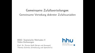 Statistik 2 52 Gemeinsame Verteilung diskreter Zufallsvariablen [upl. by Parette423]