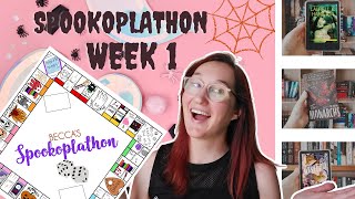 Fighting a reading slump during spookoplathon  reading vlog 🎃👻 [upl. by Anavoj938]