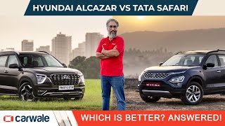 Hyundai Alcazar Top Model Review  Alcazar vs Safari Compared  CarWale [upl. by Ahtiek]