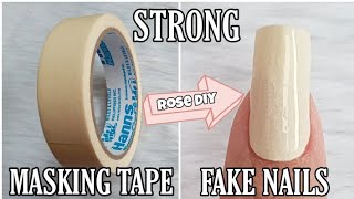 DIY MASKING TAPE FAKE NAILS AT HOME  TAPE NAILS EASY AND STRONG [upl. by Teodoor]