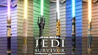 Star Wars Jedi Survivor  All Lightsaber Customization Showcase PS5 60FPS [upl. by Eitsyrk]