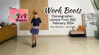 Work Boots  Line Dance Choreo  Laressa Frost [upl. by Yeznil945]