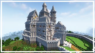 Building A Grand Castle Palace using only Diorite Minecraft Timelapse Birpo Castle Creative Build [upl. by Hgalehs955]