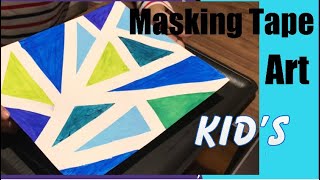 Masking Tape Art on Cardstock paper ।।Abstract Painting with Masking Tape Kid’s Easy Painting [upl. by Cahra]