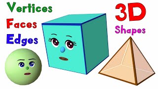 Learn About Faces Edges and Vertices  3D Shapes  Basic Geometry for Kids  Noodle Kidz [upl. by Eninej]