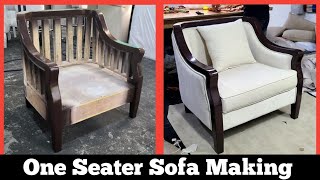 DIY One Seater Sofa Transformation StepbyStep Upholstery Guide  Forhad Furniture [upl. by Eilah128]