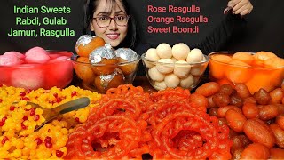 Eating Indian Sweets Rasgulla Gulab Jamun Rabdi Imarti  Big Bites  Asmr Eating  Mukbang [upl. by Salvadore]