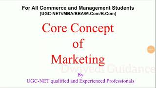 Core Concept of Marketing  For Management amp Commerce Students  UGCNET MBA MCom BBA Bcom [upl. by Tingey541]