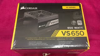 Corsair VS Series VS650 PSU Unboxing amp Overview  80 Plus White 650W Budget ATX Power Supply [upl. by Ddot]