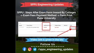 sppuexamform  Steps After SPPU Exam Form Inward By Your Colleges  Form Fees Payment Method sppu [upl. by Burget]