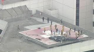 Helicopter carrying donated organ crashes on LACUSC Medical Center helipad  ABC7 [upl. by Hewes]