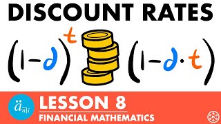 Discount Rates  Exam FM  Financial Mathematics Lesson 8  JK Math [upl. by Eleira]