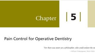 Pain Control for Operative Dentistry Local Anesthesia in Restorative Dentistry [upl. by Inaja]