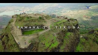 Tikona Fort amp Pawna Lake Aerial View  Lonavala Pune Maharashtra India [upl. by Galan660]