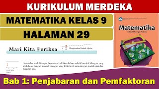 MATEMATIKA KELAS 9 HALAMAN 29 KURIKULUM MERDEKA [upl. by Oivat650]