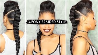 DOPE 3PONY BRAIDED STYLE 🔥  Tutorial [upl. by Delmore]