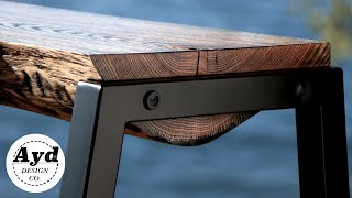 Rustic Modern Log Bench  Welded Steel Legs  DIY Woodworking Build [upl. by Nohsauq859]