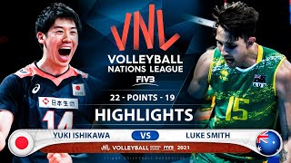 Japan vs Australia  VNL 2021  Highlights  Yuki Ishikawa vs Luke Smith [upl. by Ailiec573]