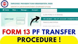 Form 13 PF Transfer Procedure [upl. by Ameerahs328]