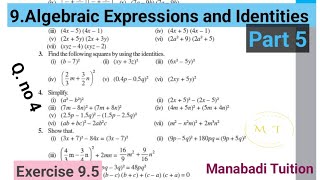 8th class maths Chapter 9Algebraic Expressions and identities Exercise 95 Q no 4 part 5CBSE [upl. by Knepper]