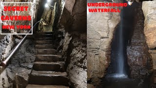 SECRET CAVERNS New York  Underground Waterfall  100ft below ground [upl. by Aon]