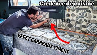 Crédence de cuisine effet carreaux ciment  version longue [upl. by Wilden]