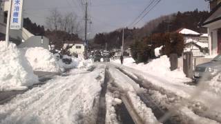 国道２９４号線 大雪が降った２日後 福島県 白河市内 2014年 2月17日 [upl. by Ellessig]