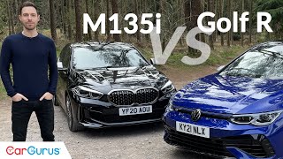 VW Golf R vs BMW M135i Who builds the greatest hot hatch [upl. by Pulsifer]