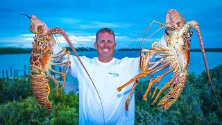 Monster Lobster Catch Clean Cook Home Made Lobster Bisque 20 Staniel Cay Bahamas [upl. by Reeta]