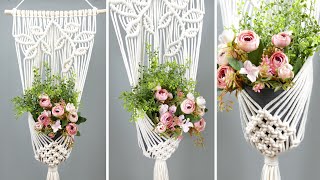 DIY Macrame Plant Hanger with Leaves  Flower Pot ideas [upl. by Geilich]