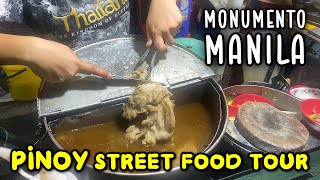 FILIPINO STREET FOOD in MONUMENTO CALOOCAN CITY  Manila Philippines Night Scene amp Street Food Tour [upl. by Ytsirhc]