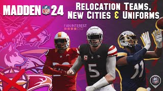 How To Relocate Every Team In Madden 24 amp Every Relocation Teams Uniforms  ESG Football 24 [upl. by Adnorehs]