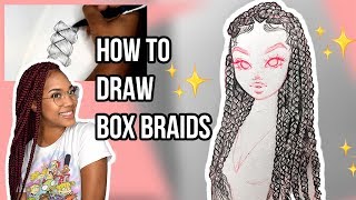 ♡ HOW TO DRAW BOX BRAIDS ♡ Christina Lorre [upl. by Ayamahs]