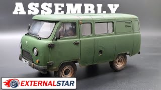 UAZ 3909 Bukhanka Russian military van 135 by Zvezda assembling and painting [upl. by Annah]