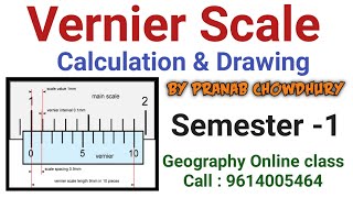 Drawing and Calculation of Vernier Scale  Semester 1 Geography  ভার্নিয়ার স্কেল [upl. by Flynn]