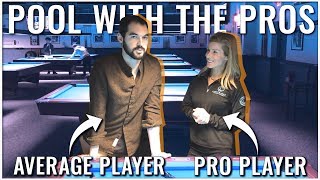 Getting schooled by pro pool player Jennifer Barretta  From Average To Good [upl. by Ydnak796]